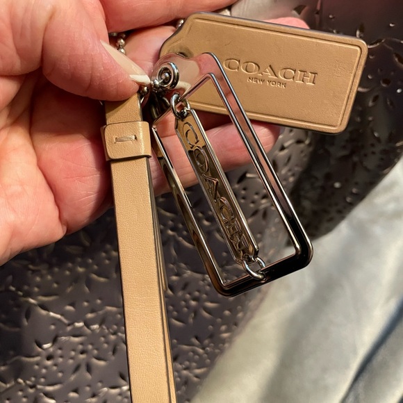Coach Elegant Silver Laser-Cut Tote Bag - Picture 7 of 7